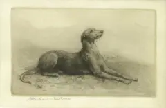 Untitled by Herbert Dicksee, recumbent original etching on vellum, sold Dec 2020