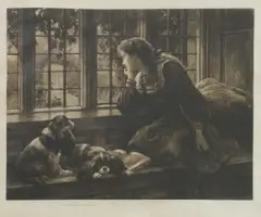 Untitled by Herbert Dicksee, Kent. original etching on vellum, sold Dec 2020