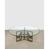 Rare 'Chrysanthemum' Coffee Table by Philip and Kelvin Laverne, hand-cut patinated bronze, glass, engraved 'Philip Kelvin LaVerne', offered Mar 2026
