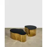 Pair of 'Freeform' Coffee Tables by Karl Springer, polished brass and glass, sold Mar 2026