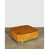 Paul Evans, 'Curved 500' Coffee Table, for Directional, walnut burl, chrome-plated steel