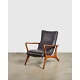 'Contour' Lounge Chair by Vladimir Kagan, for Kagan-Dreyfuss, American black walnut, leather, sold Mar 2026