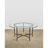 'Hexagonal Jansen Style' Dining Table by Karl Springer, , steel with gunmetal finish, polished brass, glass, sold Mar 2026