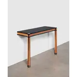 Karl Springer, Wall-Mounted 'Round-Leg Console', , copper, steel with gunmetal finish, smoked glass, stamped 'Karl Springer'