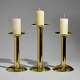 Karl Springer, Three Candle Holders, , polished brass, chrome-plated steel, felt