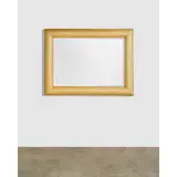 Karl Springer, Monumental 'Half Round Molding Mirror with Step Down Detail', lacquered goatskin, mirror plate