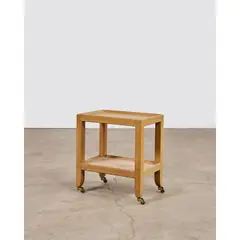 Telephone Table by Karl Springer, , wood, cobra skin, on castors, embossed leather label 'Karl Springer 1988', sold Mar 2026