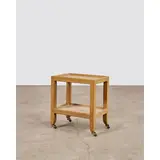 Telephone Table by Karl Springer, , wood, cobra skin, on castors, embossed leather label 'Karl Springer 1988', sold Mar 2026