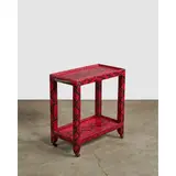 Telephone Style Side Table by Karl Springer, , wood, red python leather, horn handles and polished brass castors, metal label 'Karl Springer 1977', sold Mar 2026