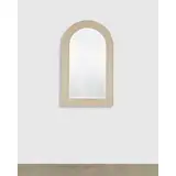 Large 'Dome Top' Wall Mirror by Karl Springer, , stained shagreen, tessellated travertine, mirror plate, foil label 'Made in the Philippines', sold Mar 2026