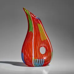 Anzolo Fuga, Large 'Bandiere' Pitcher, M, hand-blown glass with banded cane decoration