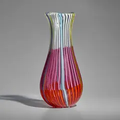 Anzolo Fuga, Large 'Bandiere' Vase, M, hand-blown glass with banded cane decoration
