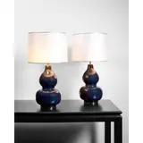 Karl Springer, Pair of 'Mandarin' Table Lamps, , ceramic, polished brass