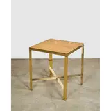 'Triangular Leg Metal End Table' by Karl Springer, , zebra wood, polished brass, sold Mar 2026
