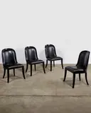 Karl Springer, Set of Four 'Regina' Side Chairs, , lacquered wood, leather