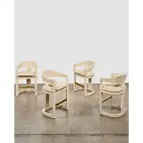Karl Springer, Set of Four Special Order Swiveling 'Onassis' Barstools, , suede, polished brass