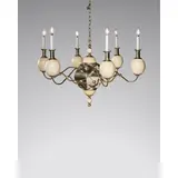 J. Anthony Redmile, Rare 'Cosmic Eggs' Chandelier, nickel-plated steel, brass, stone, ostrich eggs