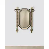 J. Anthony Redmile, Monumental Wall Mirror, bone, aluminum, nickel-plated and cold-painted steel, malachite cabuchons, mirror plate, ebonized and painted wood