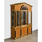 Mastercraft, Large Display Cabinet, mahogany, black granite, bronze, glass, engraved brass label 'MASTERCRAFT'