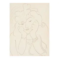 Henri Matisse, Jeune femme au chapeau, 1944, conté crayon on paper