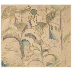 Albert Gleizes, Bermuda or Maisons sur une colline aux Bermudes or Paysage cubiste, 1917, watercolor and pen and ink on paper