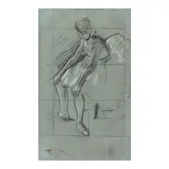 Edgar Degas, Danseuse assise, circa 1878-1880, charcoal heightened with white chalk on blue paper