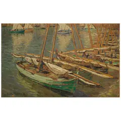 Jacques Martin-Ferrières, Voiliers dans le port de Collioure, 1926, oil on canvas