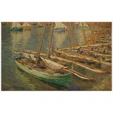 Jacques Martin-Ferrières, Voiliers dans le port de Collioure, 1926, oil on canvas