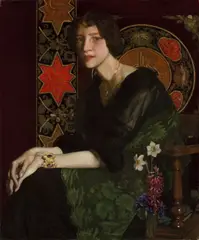 Oskar Zwintscher, Bildnis mit Narzissen, 1905, Öl auf Leinwand