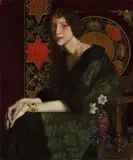 Oskar Zwintscher, Bildnis mit Narzissen, 1905, Öl auf Leinwand