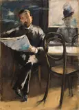 Lesser Ury, Zeitungsleser im Café“. Ende 1890er Jahre