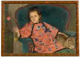 Osmar Schindler, Gertrud mit Nelke und Katze, 1904, Öl auf Leinwand