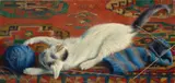 Richard Müller, Katze mit Wollknäuel, 1922, Öl auf Leinwand
