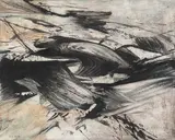 Karl Otto Götz, Kormo, 1958, Mischtechnik auf Leinwand