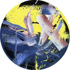 Gerhard Richter, Goldberg-Variationen, 1984, Öl auf Vinyl-Schallplatte, mit der originalen Plattenhülle. Durchmesser: 30,1 cm (11 ⅞ in.)
