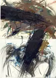 Arnulf Rainer, Frauenrausch, 1985, Öl und Ölkreide über Offsetdruck auf Papier, auf Karton und wiederum auf Holz montiert