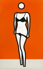 Woman Undressing 1 by Julian Opie, 2002, Farbserigrafie auf Kunststofffolie, auf Keilrahmen, sold Dec 2023