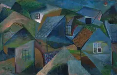Edmund Kesting, Nacht über Dächern, 1920, Öl auf Leinwand