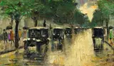 Lesser Ury, Tiergartenstraße in Berlin”. 1920er Jahre, Öl auf Leinwand, auf Pappe aufgezogen