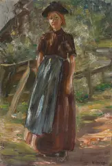 Max Liebermann, Holländisches Mädchen im Grünen, 1887, Öl auf Papier auf Pappe