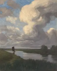Torfboot auf der Hamme by Hans am Ende, Um 1895, Öl auf Leinwand, sold Dec 2022