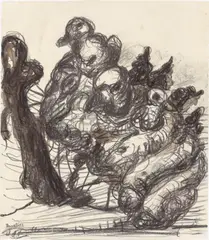 Tierstück by Georg Baselitz, 1967, Bleistift, Kreide und Aquarell auf Papier, sold Jun 2022