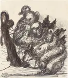 Georg Baselitz, Tierstück, 1967, Bleistift, Kreide und Aquarell auf Papier