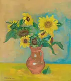 Max Pechstein, Sonnenblumen, 1948, Öl auf Leinwand