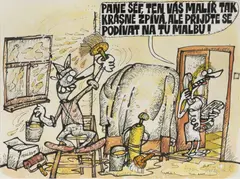 Jan Vyčítal, Room Painter, Second half of 20th century, ink, watercolour, cardboard