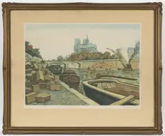 Arno Nauman, A View of Notre Dame, First half of 20th century, lithography, paper
