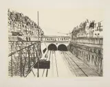 Kamil Lhoták, Entrance to the Underground Railway in Paris, 1948, lithography, paper