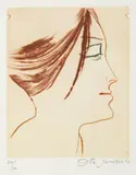 Ota Janeček, Head of Female, 1990, paper, coloured drypoint