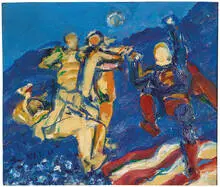 James Nichols, Group lot (2), Painted metal on wood; oil on board