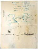James Bridges, Untitled (Sketch), c. 1950s, Blue ink on two sheets of University of Colorado stationary